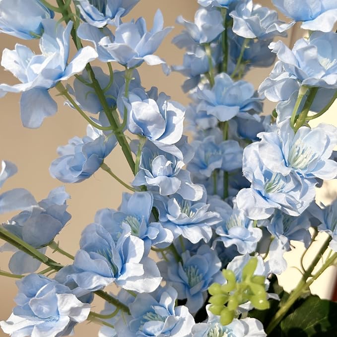 8 pcs Sky Blue Delphinium Artificial Flowers, 34.25''Artificial Snapdragon Flowers Tall Fake Flowers Silk Flowers Faux Delphinium Bulk for Tall Vase Home Wedding Garden Table Decor