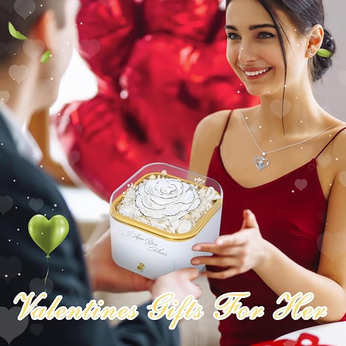 Beferr Birthday Gifts for Women Preserved Real Rose with Necklace Eternal Roses Forever Flowers for Delivery Anniversary Mothers Gifts for Mom Her Grandma Wife Sister from Daughter Son