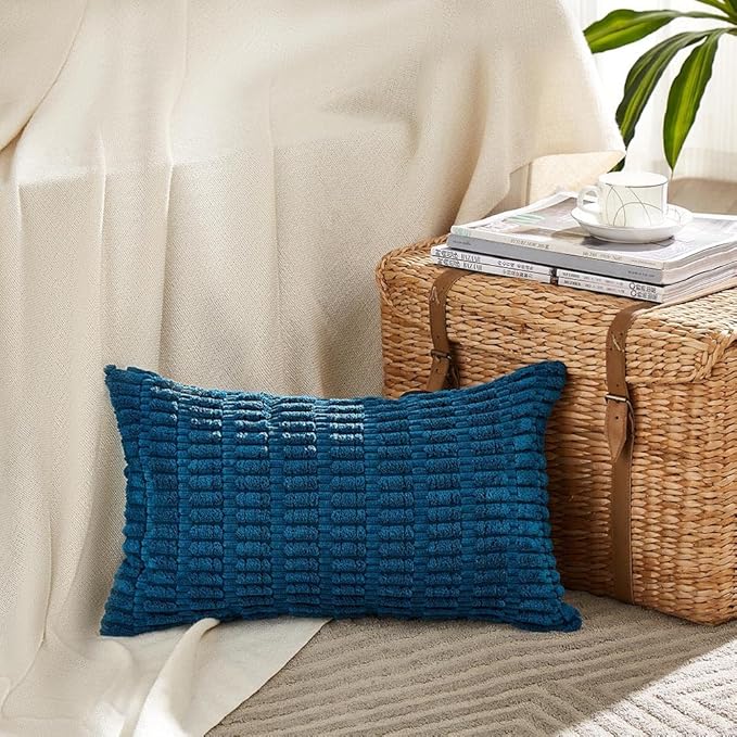Fancy Homi 4 Packs Decorative Throw Pillow Covers for Living Room Couch Bed, Modern Farmhouse Boho Home Décor Accent Cushion Case, 20" x 12" (Pack of 4), Teal