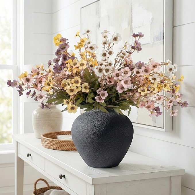 RyddeligHome 24 Stems Artificial Wildflower Bouquet - 23" Tall Faux Silk Flowers for Spring Decorations - Yellow, Pink, White & Purple Flowers for Large Vases - Spring Table Centerpiece & Home Decor