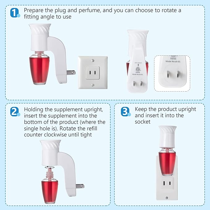 Hohean 2 Pack Wall Fragrance Plug in Compatible with Bath and Body Works WallFlower Refills, ETL Certified, Rotatable, Precise Scent Adjustable Fragrance Control Diffuser Plug for Home, Office (White)