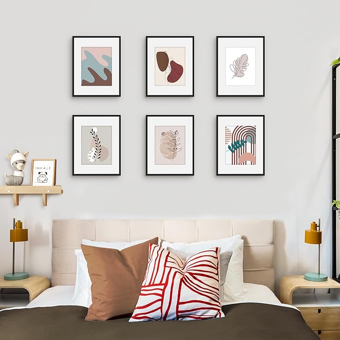 Picrit 11x14 Picture Frame Set of 12, Display 8x10 with Mat or 11x14 without Mat, Photo Frames for Wall Mounting or Table Top Display, Black
