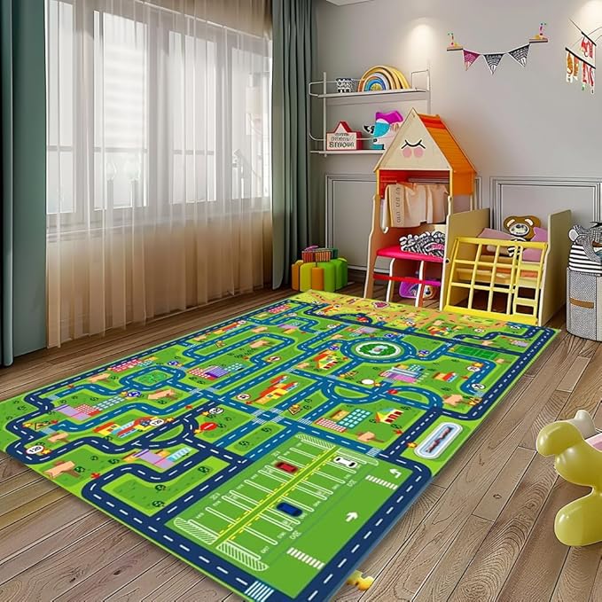 yongjoy Car Rugs for Kids Toy Cars,Kids Play Rug, Children's City Road Map Mat for Playroom Classroom (78.7X59 Inch)