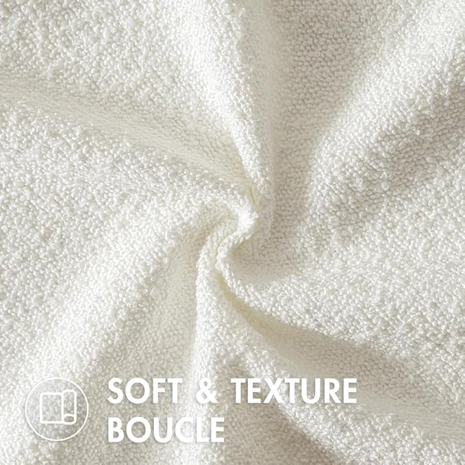 MIULEE 24x24 Inch Decorative Euro Sham Pillow Covers for Couch Bed Set of 2 Textured Boucle Neutral Throw Pillow Covers Cream White Accent Solid Pillowcases Sofa Living Room Home Decor