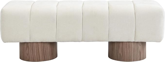 Christopher Knight Home Manila 50" Chenille Fabric Dining Bench for 2 People, Upholstery Ottoman Bench, End of Bed Footstool, Living Room Sofa Extra Seat/Footrest, No Assembly Needed, Light Beige