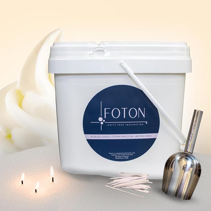 Foton Pearled Candle 9lb - Bulk Vanilla Vibe Scented Non Toxic Luxury Long Lasting Powder Candles - Refillable Candle Sand with 100 Wicks for Candle Making
