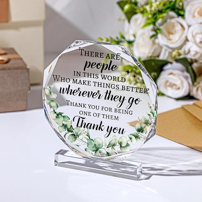 Yinder Thank You Gifts for Women Appreciation Gifts for Coworker Employee Nurse Teacher Leader Boss Inspirational Quotes Acrylic Desk Decor for Home Office Farewell Retirement