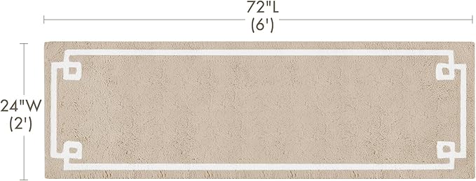 Madison Park Evan Cotton Tufted Washable Bath Mat , Luxury Solid Bathroom Rugs , 24" x 72" , Taupe