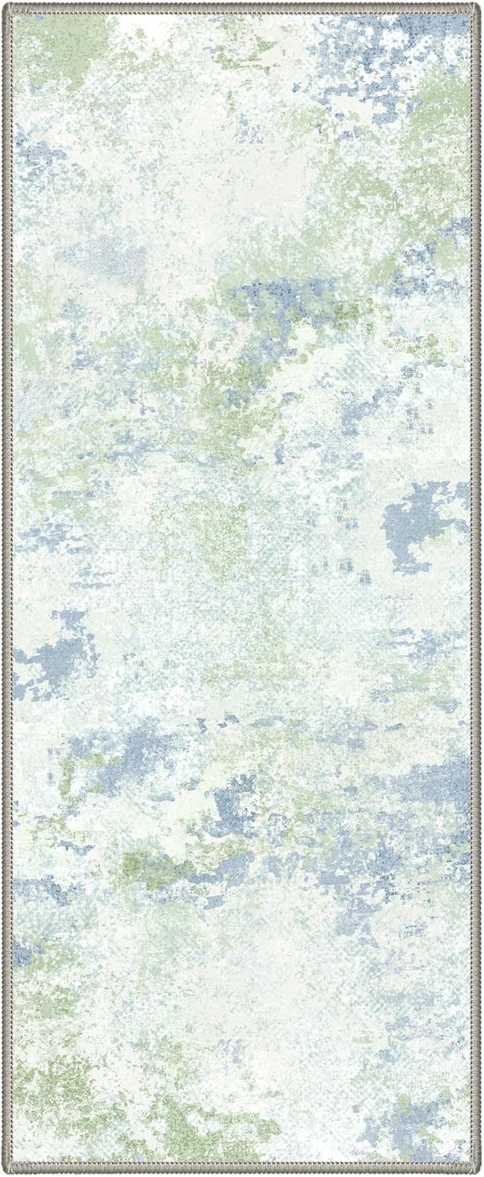 BEIMO 2X6 Runner Rug for Hallway Kitchen, Machine Washable Runners Rug for Entryway, Soft Modern Abstract Throw Rugs, Low Pile Floor Cover with Non Slip Backing, Blue Green Ivory