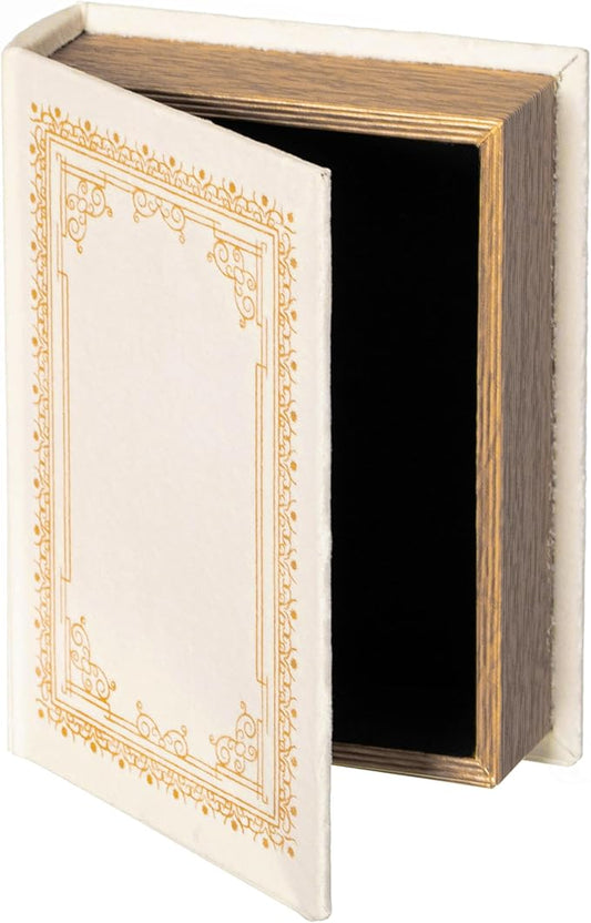 Decorative Vintage Book Shaped Trinket Storage Box - Paper White