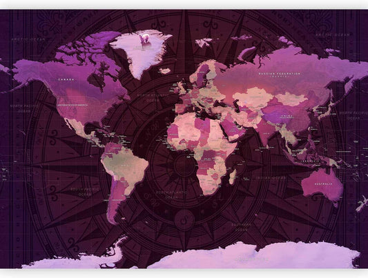 artgeist Wall Mural World Map 154x110 in - XXL Peel and Stick Self-Adhesive Wallpaper Removable Large Sticker Foil Wall Decor Print Picture Image Design Map of The World k-A-0273-a-a