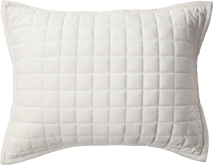 Tribeca Living Luxury Velvet Quilt Queen Size Set - 260GSM Ultra-Soft Oversized Velvet Bedspread Comforter Set with 2 Shams, in Florence White
