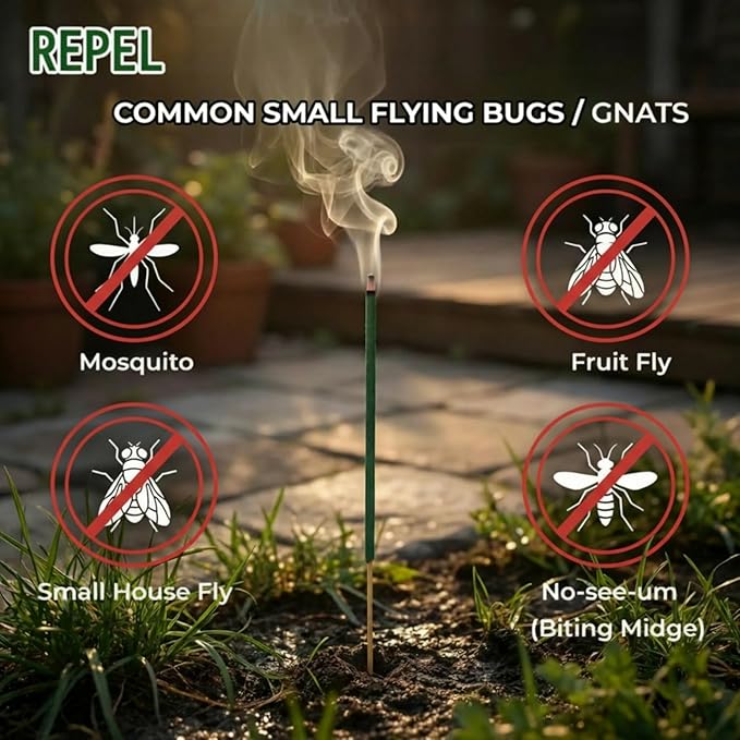 KICKOUTOR® Mosquito Repellent Outdoor Patio, 240 Count Natural Citronella Mosquito Incense Sticks, 1-Hour Burn DEET-Free Flying Insect Bug Control for Backyard Camping | Gnat No-See-um