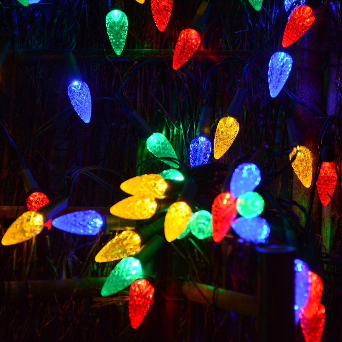Solar Christmas Tree Lights Outdoor Solar Christmas Lights for Christmas Decorations, 100 LED C6 Strawberry Christmas Fairy Lights for Xmas Tree Garden Yard Patio Arbor Decor(Multicolor, 8 Modes)