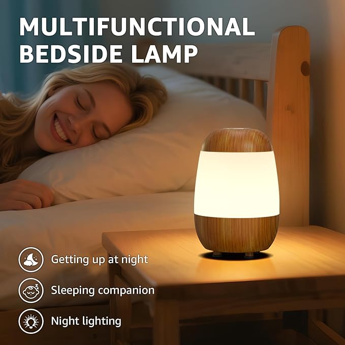 uuffoo 2 Pack Rechargeable Night Light Lamp 3 Color Touch Dimmable LED Portable Table Lamp Battery Operated, USB Changing, Small Cordless Lamp for Bedside Bedroom Travel