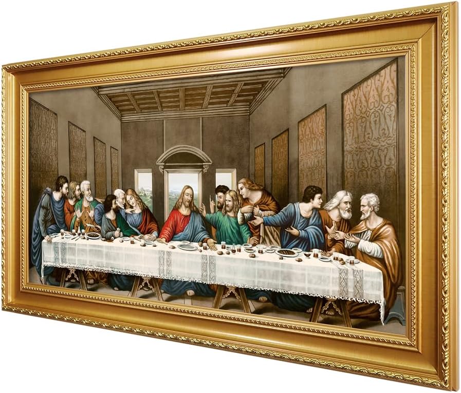 DECORARTS - The Last Supper by Leonardo Da Vinci Giclee Reproducation, Giclee Prints Acid Free Cotton Canvas with Matching Gold Solid Wooden Frame. Total Framed Size: 28.5" W x 16.5" H
