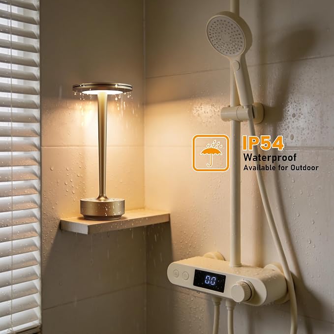 Cordless Rechargeable LED Table Lamp Set of 2 Bronze | Battery 6000mAh 3 Color Modes&Stepless Dimming Waterproof Metal for Patio,Restaurant Bedroom Dining