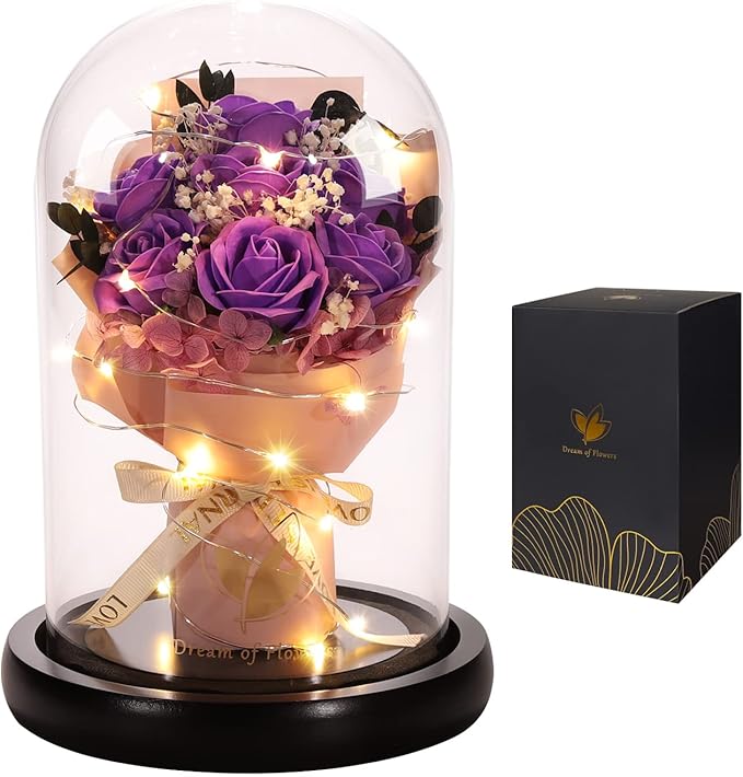 Mothers Day Flowers Roses Gifts for Mom,Forever Preserved Flower Rose in Glass Dome,Fresh Flowers for Delivery,Mothers Day Birthday Gifts for Wife Women Mom Grandma from Daughter