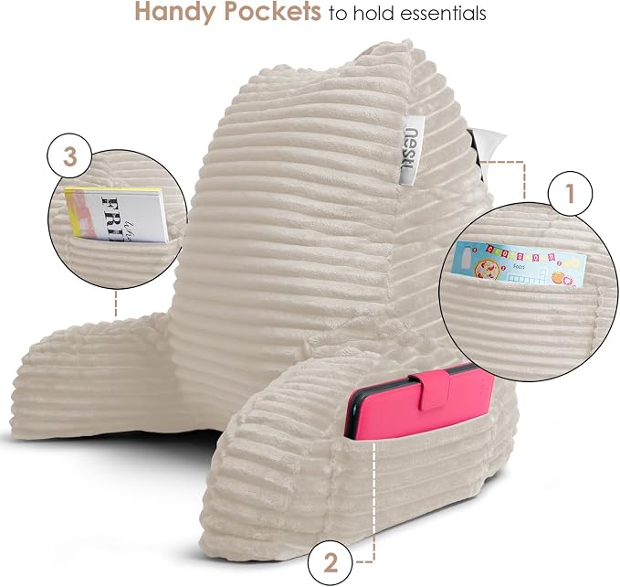 Hearth & Harbor Reading Pillow for Bed Adult – Back Pillow for Sitting in Bed, Standard Bed Pillows for Sitting Up in Bed, Foam Bed Chair Pillow, Linen Bed Rest Pillow