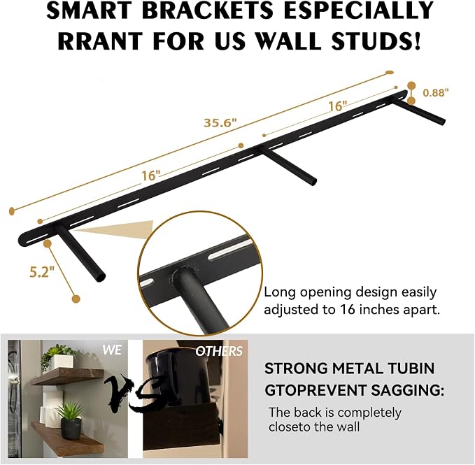 BGMG Floating Shelves 48 Inch Long, Wide Rustic Wooden Wall Shelves for Bathroom Living Room Bedroom Kitchen Farmhouse Set of 2-48x6.7x1.25 Inch - Rustic Brown