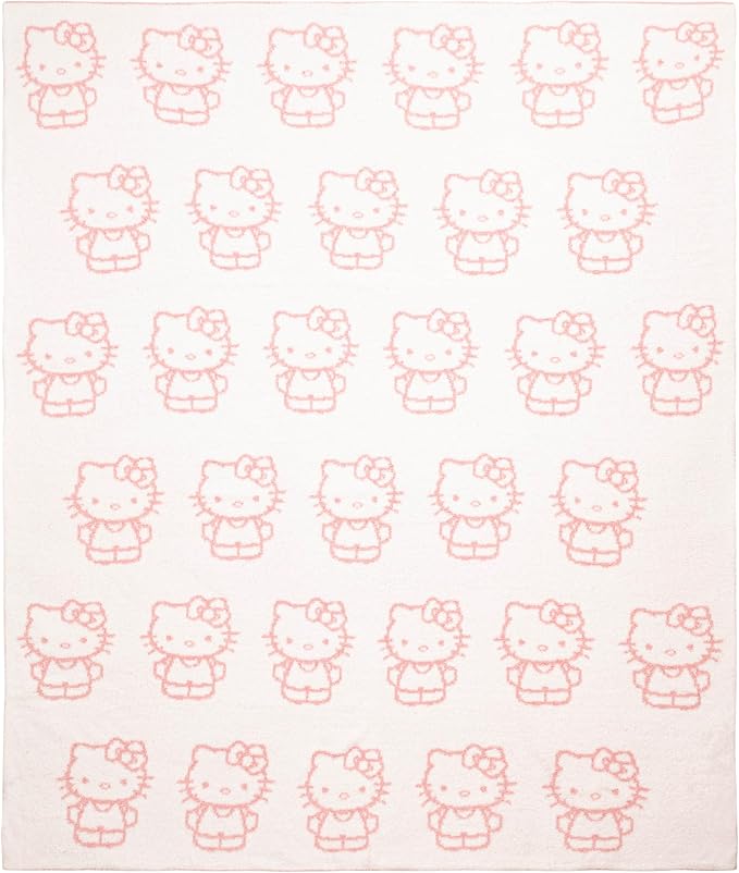 Jay Franco Sanrio Hello Kitty Feather Knit Fluffy Throw Blanket – Reversible Cozy Fuzzy Blanket 50 x 60 Inches, Soft Lightweight Kawaii Pink Bedding for Girls and Kids