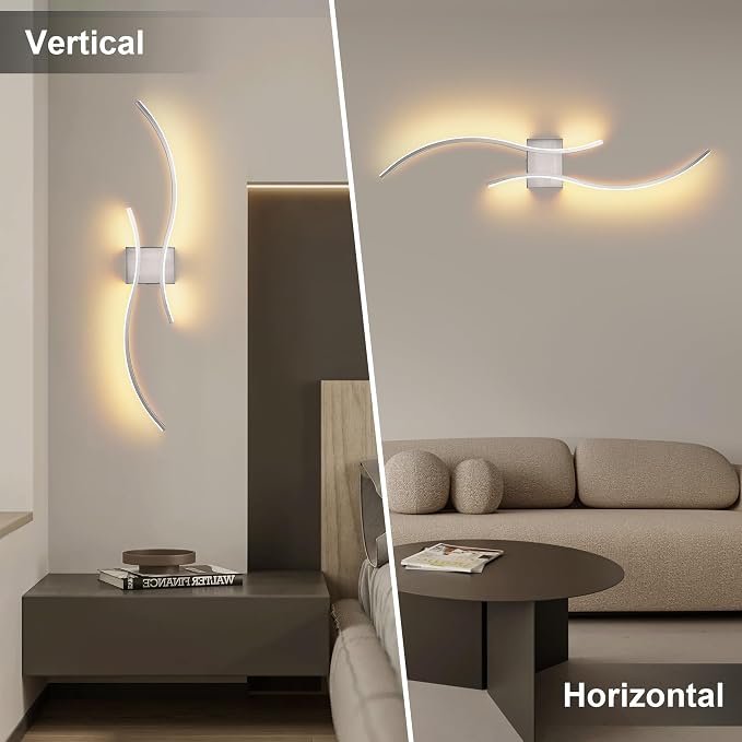 Battery Operated Wall Sconces Set of Two with Remote Control, Battery Wall Light, Stepless Colors 3000K-6000K & Dimming, Nickel Rechargeable Wall Sconces for Living Room, Hallway, Bedroom, 39.3 Inch