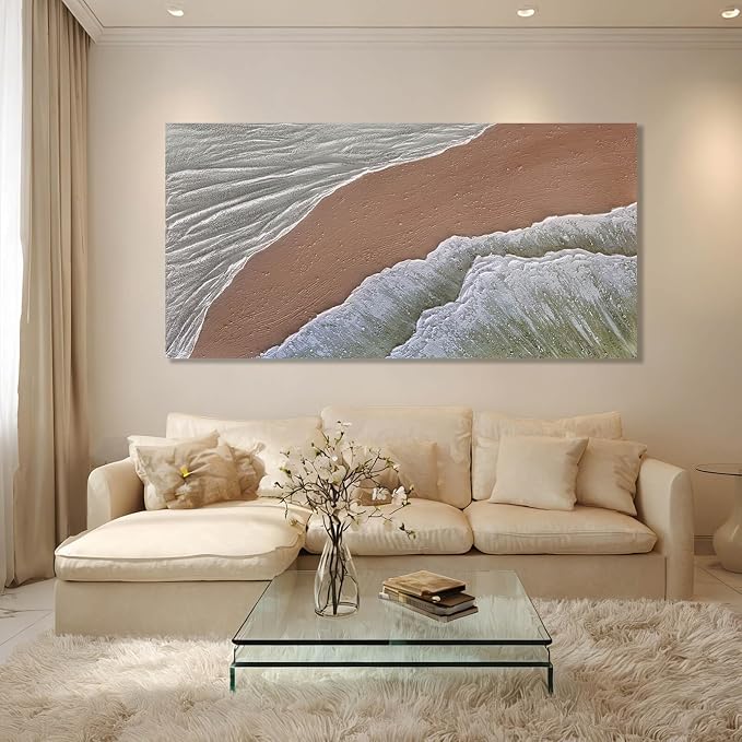 GAIDUOMAI Modern Abstract Canvas Art Coastal Wall Art Sands Beach Minimalist Textured Wall Decorations for Bedroom Office 29"x 58" Large Gallery Wall Decor