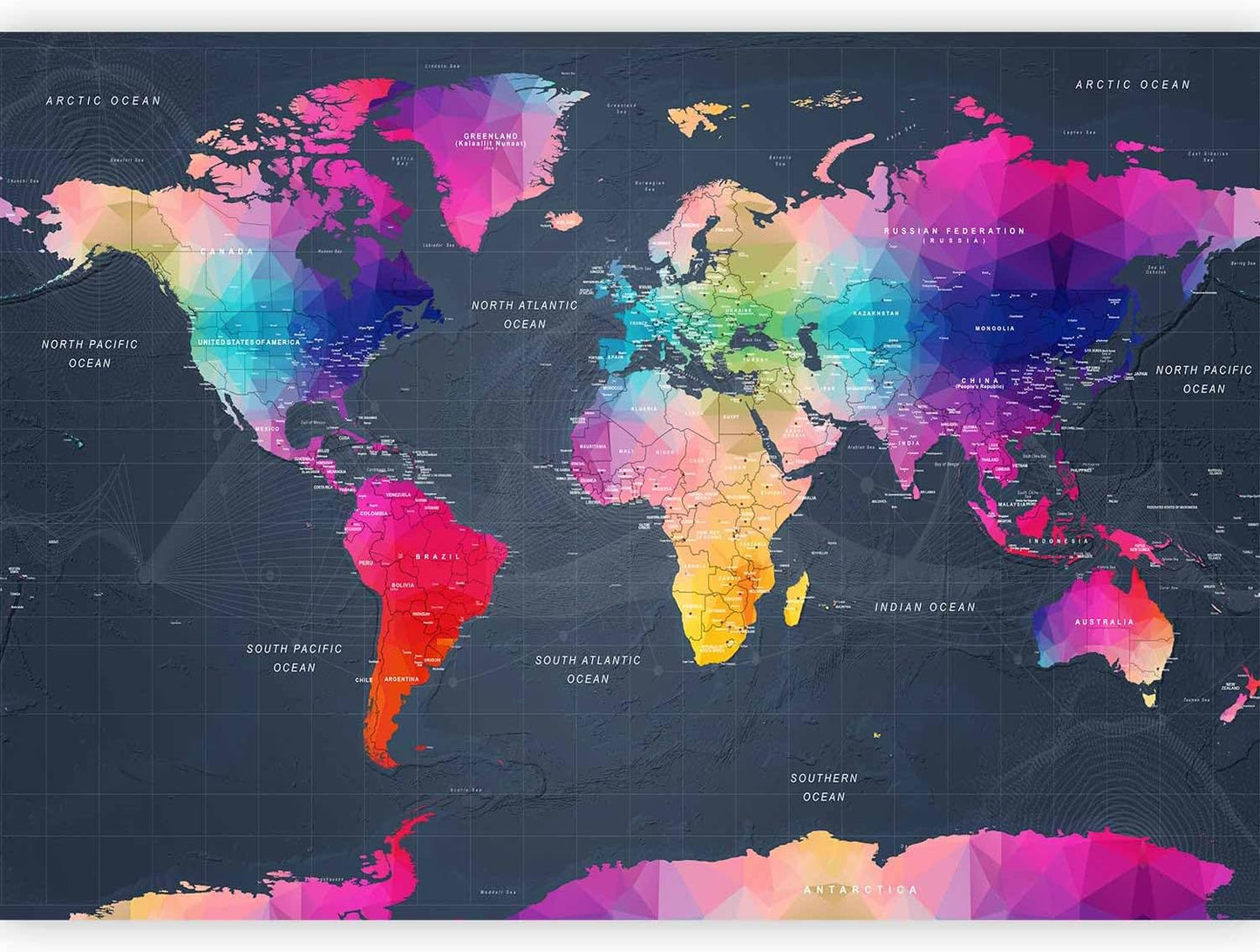 artgeist Premium Wall Mural World Map 157"x110" - XXL Non-Woven Wallpaper Fleece Wall Decor Photo Print Picture Image Design Home Map of The World k-A-0126-a-a