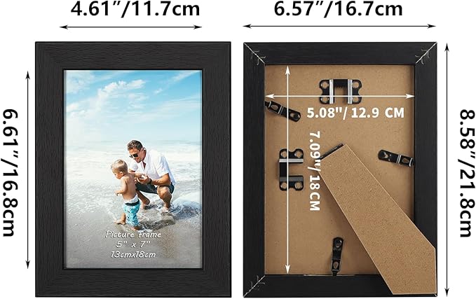PETAFLOP Picture Frames 5 by 7, Black 5x7 Photo Frames Set for Wall Tabletop Horizontally or Vertically Display,7 Pack