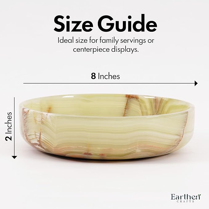 Marble Serving Bowl 8" Green Onyx Natural Stone Fruit Bowl For Kitchen Counter, Decorative Salad Bowl Holder For House Warming Wedding Present