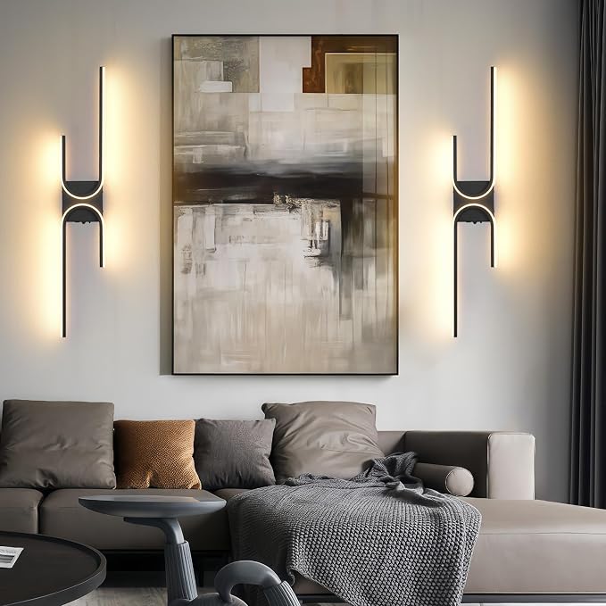 Battery Operated Wall Sconce with Remote Control, USB Rechargeable Wireless Wall Sconce Set of 2, LED Dimmable Wall lamp, 3 Color/Timer/Memory, Black Wall lights for Bedroom Living Room, 31.5 "