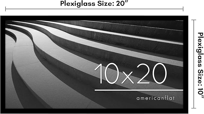 Americanflat 10x20 Picture Frame with Polished Plexiglass - Streamline Collection - Thin Border Picture Frame for Wall Display - Hanging Hardware Included - Black