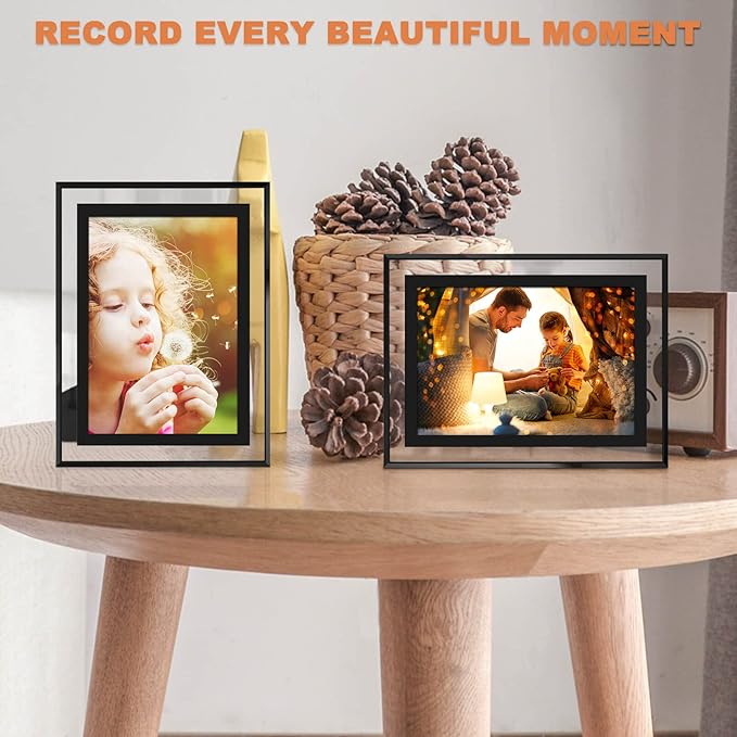 IZIDDO 4x6 Picture Frames Set of 2, Black Glass Photo Frame, Only for Tabletop Display, Gift Picture Frame, Horizontally or Vertically (4x6, Black)