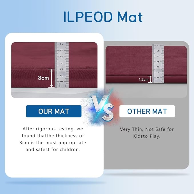 Baby Play Mat for Floor Nursery Muscle Mat Area Rug Playroom Rug 59x79" Elastic Foam 1.3" Thick Crawling Mat for Babies,Toddlers, Infants (Burgundy)