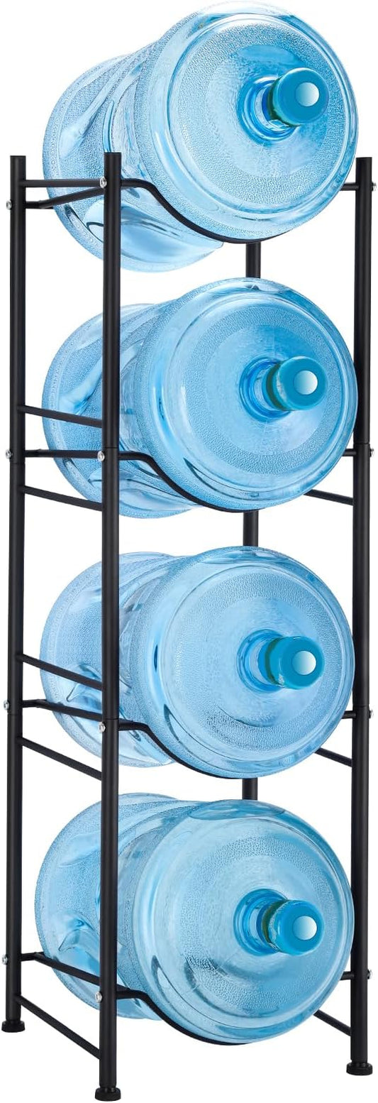 MOOACE 4-Tier Water Jug Rack, 5 Gallon Detachable Water Bottle Holder Organizer Storage Rack, Black