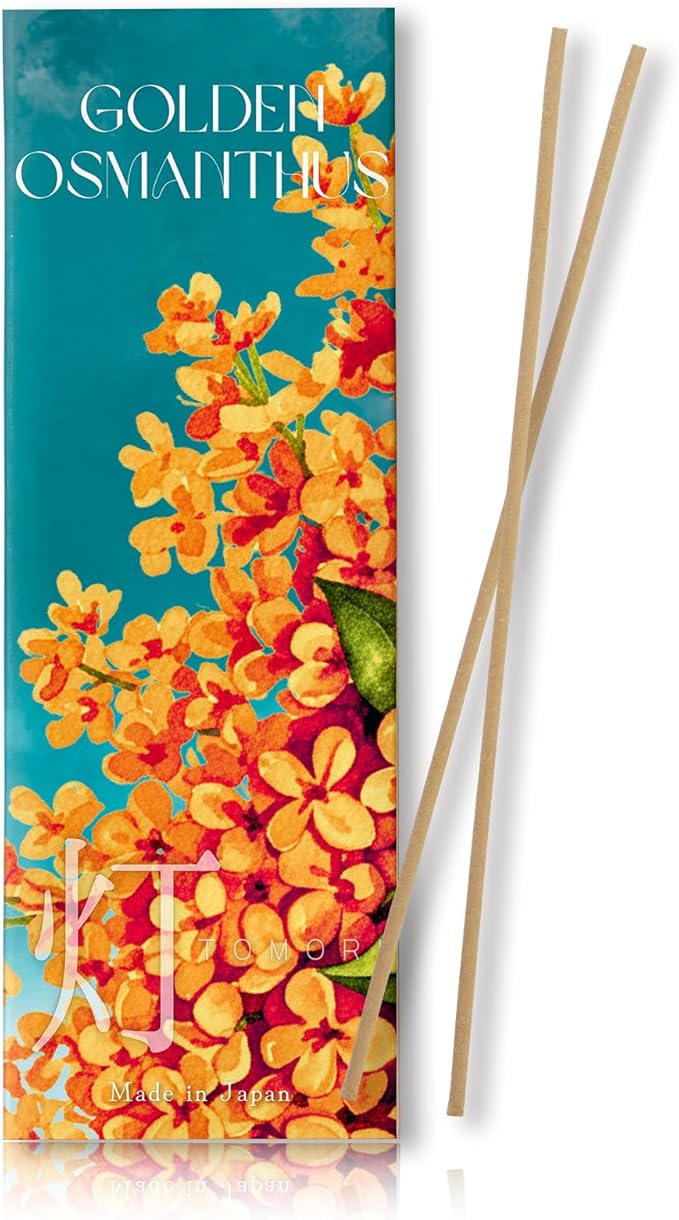 Golden Osmanthus Luxury Japanese Incense Sticks 60sticks Vanilla Musk Coreless Low Smoke Natural Charcoal Free Non Toxic Aromatherapy Meditation Calming Stress Relief Relaxation Yoga TOMORI