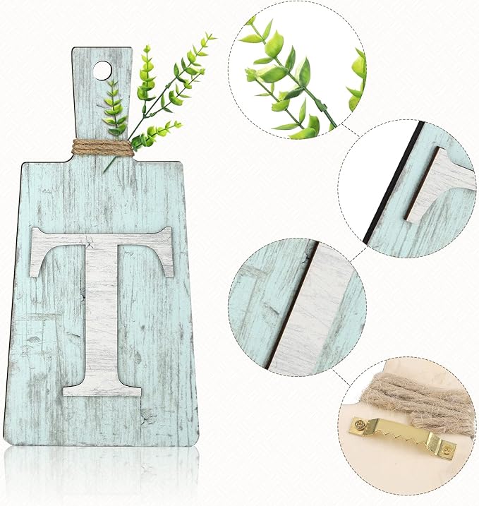 Jetec Cutting Board Eat Sign Set Hanging Art Kitchen Eat Sign Farmhouse Fork and Spoon Wall Decor Rustic Primitive Country Kitchen Decor for Home over Cabinet Decoration(Gray, White, Blue)