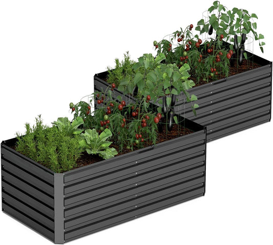 6x3x2 ft Raised Garden Bed, Large Metal Planter Raised Beds, Planters for Outdoor Plants for Vegetables, Flowers, Herbs, Fruits, and Succulents.(2 Pcs)