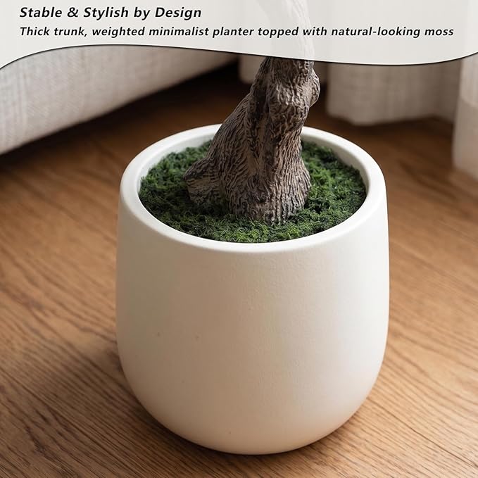 LYLYFAN Olive Tree Artificial Indoor 6FT Faux Olive Tree with White Tall Planter, Fake Olive Tree with Realistic Branches and Lifelike Fruits for Home Office Decor