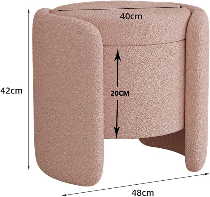 Modern Boucle Upholstered Ottoman Storage Makeup Vanity Stool,Nebula Upholstered Teddy Fabric with Lid Storage Sofa Chair,Round Armless Deluxe Pouf Ottoman for Living Room,Hotel,Bedroom Leisure Chair