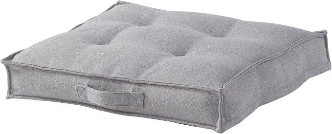 Square Tufted Floor Pillow with Removable Cover, Cement, Large (40")