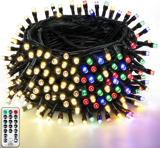 1000 LED 330 FT Color Changing Christmas Lights with 11 Lighting Modes, Fairy String Lights with Remote, Timer & Memory Function Waterproof for Xmas Tree Holiday Party Decor(Warm White & Multicolor)