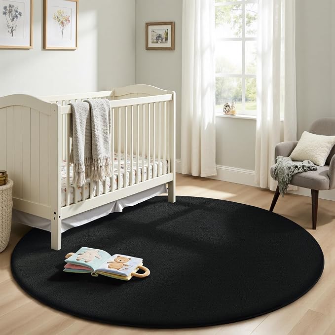 Sour Lemon 4ft Round Rugs for Bedroom, Circle Area Rugs for Living Room, Soft Fluffy Shaggy Carpet for for Living Room Playroom Kids Room Home Decor Aesthetic