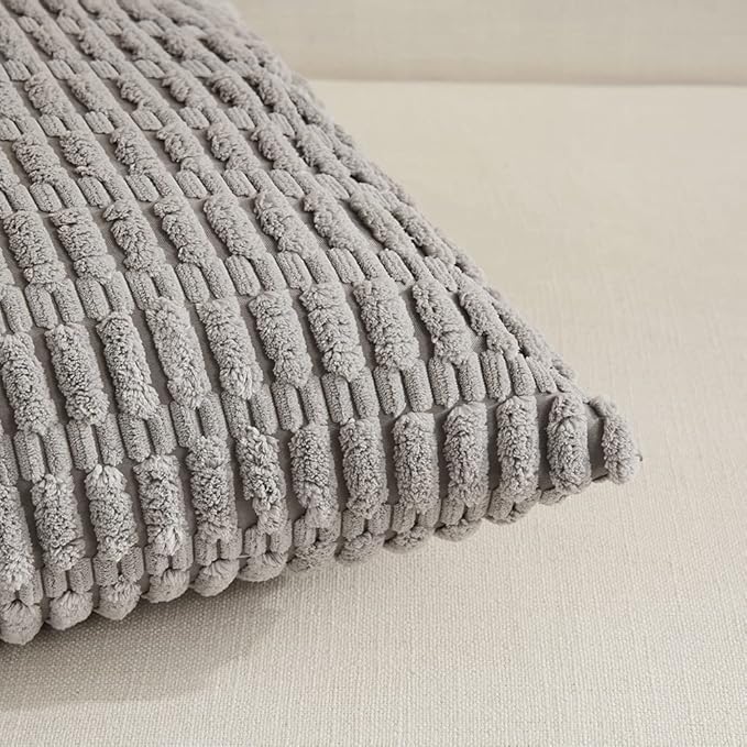 Fancy Homi 4 Packs Decorative Throw Pillow Covers for Living Room Couch Bed, Modern Farmhouse Boho Home Décor Accent Cushion Case, 26" x 26" (Pack of 4), Gray