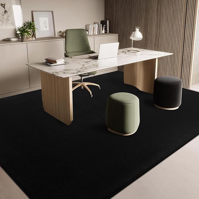 qulint 5x8 Area Rug for Living Room, Black Washable Rugs for Bedroom with Thickened Memory-Foam, Minimalist Modern Carpet Non Slip Rug for Student Kid Room Dorm Classroom Home Decor