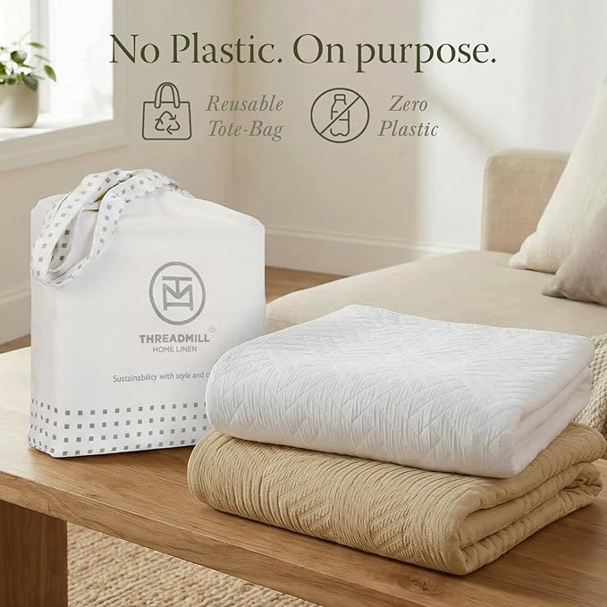 Threadmill Luxury Cotton Blankets for King Size Bed | All-Season Cozy 100% Cotton King Size Blanket | Aster Jacquard Soft & Lightweight Coverlet fits California King Size Bed, 104x92 | Dark Grey