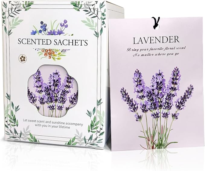 Lavender Scented Sachet Bags - 12 Pack Drawer & Closet Freshener, Long Lasting Odor Eliminator for Wardrobes, Cars & Storage, Home Fragrance Air Freshener Sachets