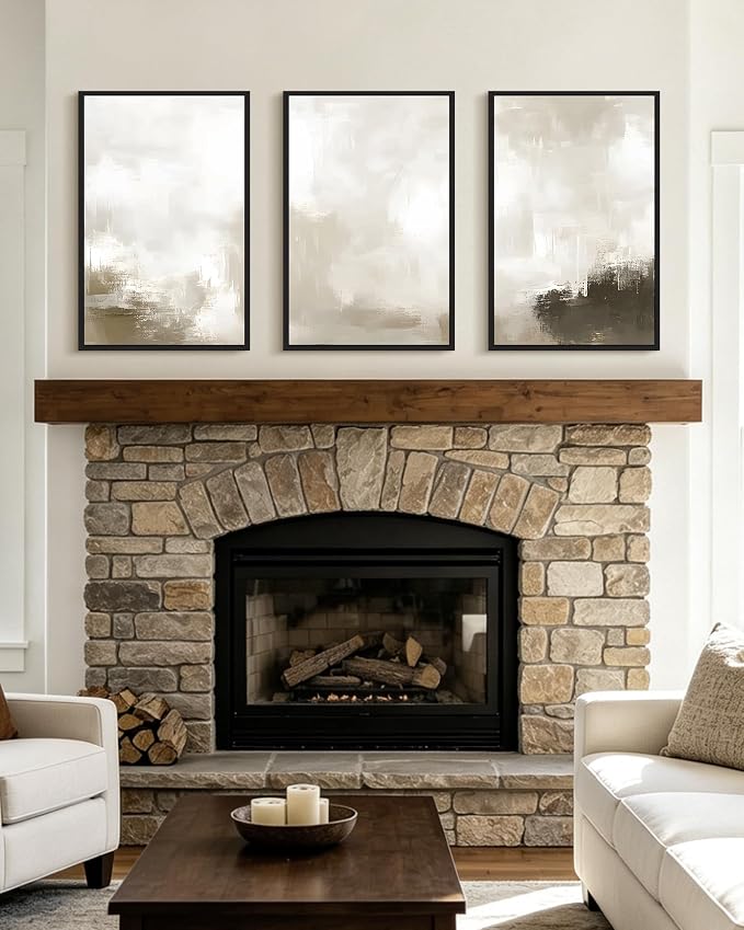 PHOPAGO Abstract Framed Wall Art Large 16x24in Minimalist Pastel Neutral Wall Decor Modern Art Paints Living Laundry Room Home Decor - Black Framed