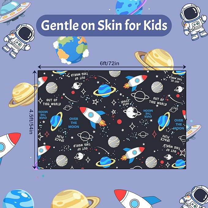 Space Rug 4.5x6 Feet, Kids Area Rugs for Playroom, Outer Space Themed Bedroom Decor for Boys, Solar System Planet Rocket Star Pattern Floor Carpet, Non Slip Classroom Nursery Mat
