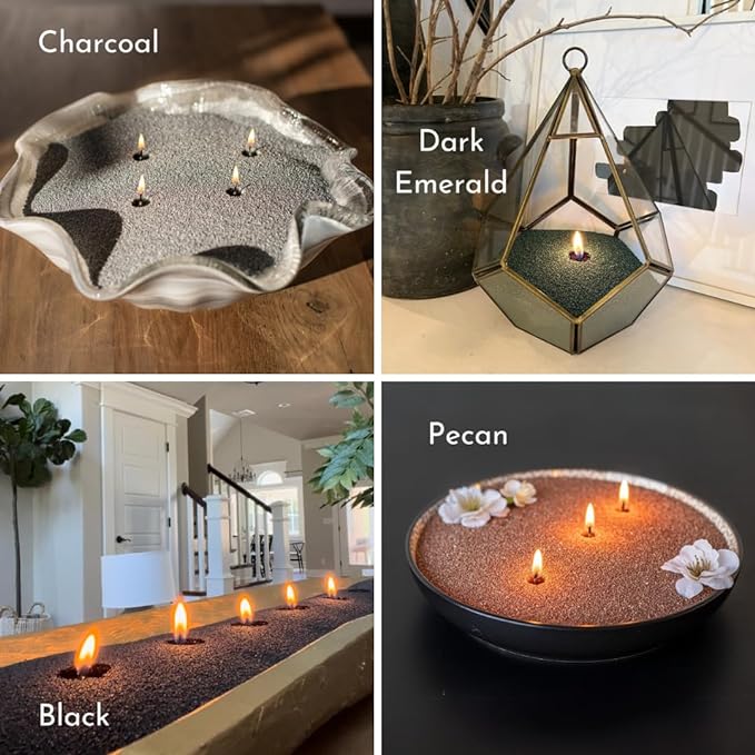 Foton Pearled Candle Colored 18 Oz - Sage Green Unscented Non Toxic Luxury Long Lasting Powder Candles up to 120 Hours - Refillable Candle Sand with 30 Wicks for Candle Making